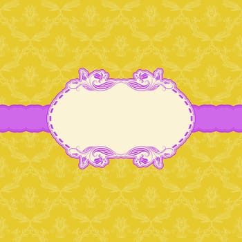 Vector template frame design for greeting card . Background - seamless pattern.
