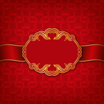 Vector elegant gold frame design for greeting card, banner, invitation, menu, cover. In vintage style. EPS 10.