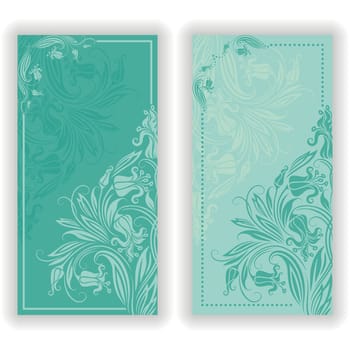 Template design for invitation with damask ornaments. Vector illustration in vintage style.