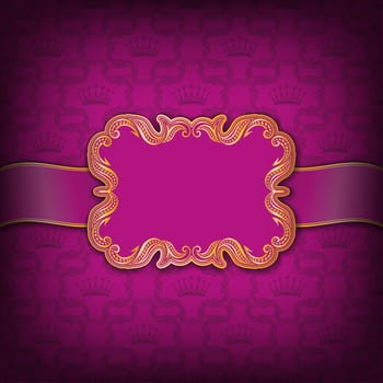 Vector elegant gold frame design for greeting card, banner, invitation, menu, cover. In vintage style. EPS 10.