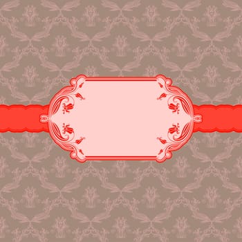 Vector template frame design for greeting card . Background - seamless pattern.