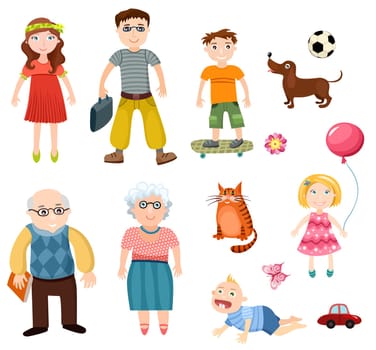 illustration of a family set