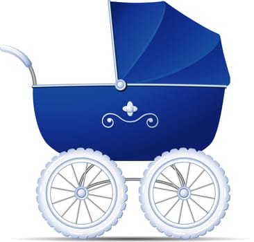 Blue Baby Carriage over white. EPS 10, AI, JPEG