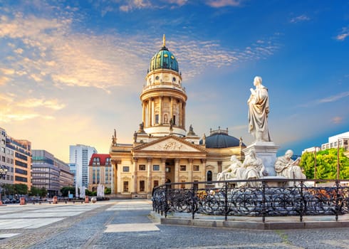 The French Reformed Church and the Schiller Monument, Berlin, Germany.
