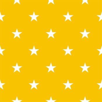 Seamless vector pattern or texture with white stars on a sunny yellow background. For web design, desktop wallpaper, card, invitation, wedding or baby shower album, background, art and scrapbooking