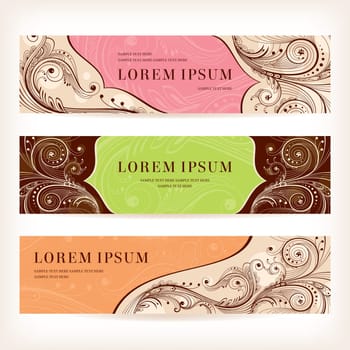 set of floral retro banners vector illustration