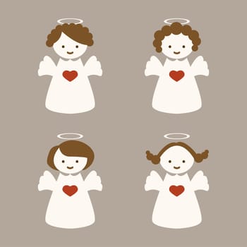 vector colored background with four angels for your design