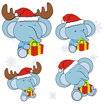 elephant xmas cartoon in vector format