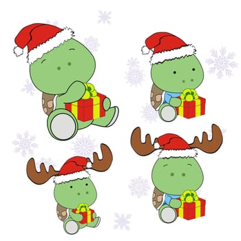 turtle xmas cartoon in vector format