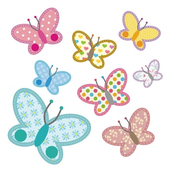 Cute butterfly with different damask pattern, girlish style
