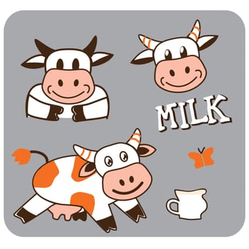 vector image of a cheerful spotty cow