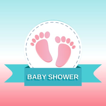 Baby shower invitation card with baby feet