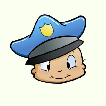 Vector illustration of a baby wearing a police hat
