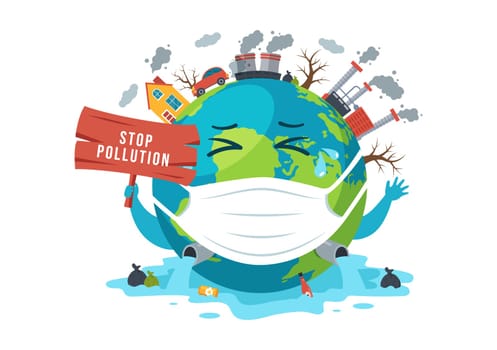 National Pollution Prevention Day for Awareness Campaign About Factory, Forest or Vehicle Problems in Template Hand Drawn Cartoon Flat Illustration