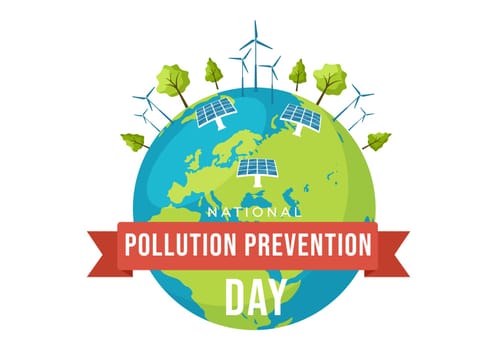 National Pollution Prevention Day for Awareness Campaign About Factory, Forest or Vehicle Problems in Template Hand Drawn Cartoon Flat Illustration