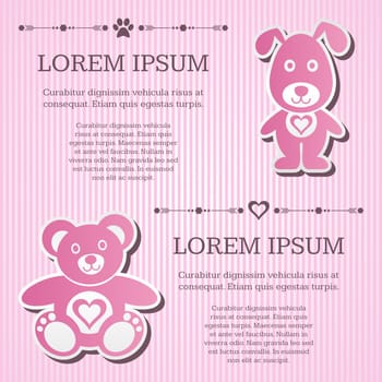 Beautiful vintage pink baby shower invitation card