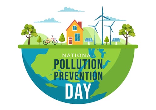 National Pollution Prevention Day for Awareness Campaign About Factory, Forest or Vehicle Problems in Template Hand Drawn Cartoon Flat Illustration