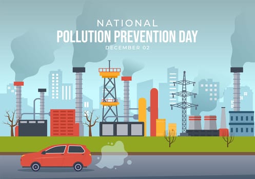 National Pollution Prevention Day for Awareness Campaign About Factory, Forest or Vehicle Problems in Template Hand Drawn Cartoon Flat Illustration