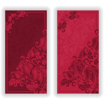Template design for invitation with damask ornaments. Vector illustration in vintage style.