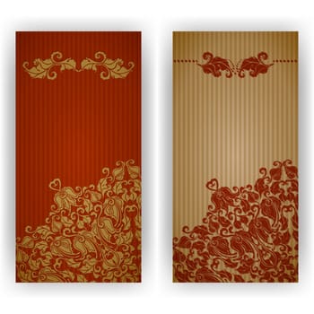 Template design for invitation with damask ornaments. Vector illustration. EPS 10