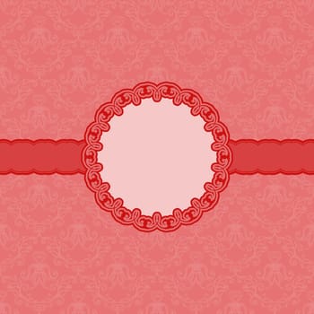 Vector template frame design for greeting card . Background - seamless pattern.