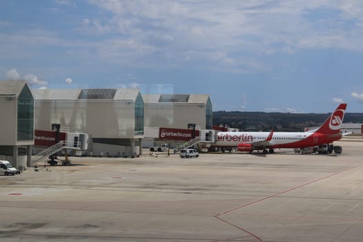 Air Berlin Hangar Airport Basel Moulhouse Airport symbol image.. Palma de Mallorca Island Sight Landscape Water Sea Hiking Hiking Church Port Spain Holiday Island