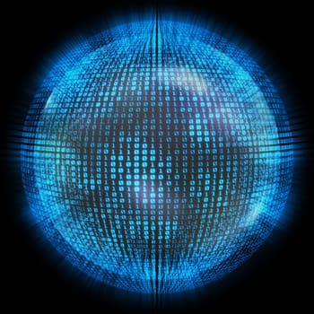 binary numbers around the globe on a concept of global network technology.