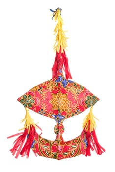 Malaysian traditional moon kite or Wau isolated on white background.