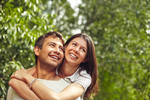 Happy couple enjoying life in natural environment