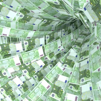 Money swirl of 100 euro notes