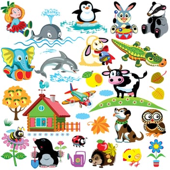big set for babies and little kids.Cartoon pictures isolated on white background. Children illustration