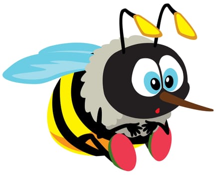 cartoon bee for babies and little kids. Picture isolated on white background
