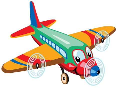 cartoon airplane toy isolated on white background. Picture for babies and little kids