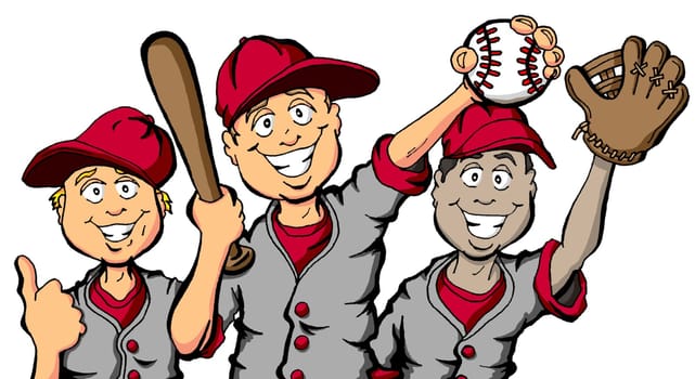 Vector cartoon of a group of children ready to play baseball