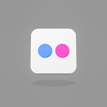 Flickr Logo 3D Shape Isolated on Flat Gray Background with Shadow 3D Illustration
