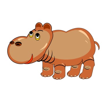 A funny cartoon hippopotamus. Design colorful vector-art illustration isolated on a white background