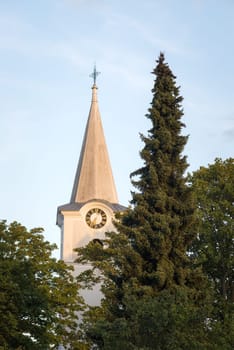 white belltower of a church in Burgenland