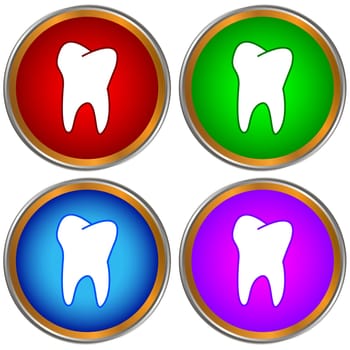 Tooth icons set on a white background