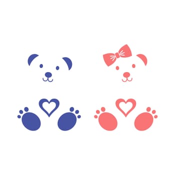 Couple of teddy bear icons boy and girl