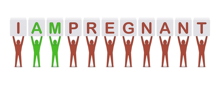 Men holding the phrase i am pregnant. Concept 3D illustration.