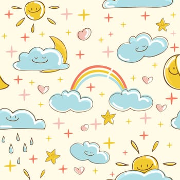Sunny seamless pattern, vector illustration