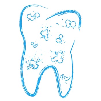 The symbol of the tooth with caries in a grunge style