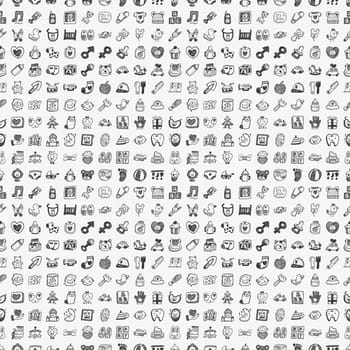 seamless doodle baby pattern