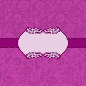 Template vector frame design for greeting card, invitation. Background - floral seamless pattern.