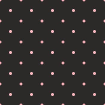 Seamless vector pattern with pastel pink polka dots on black background. For website design, blog, desktop wallpaper, cards, invitations, wedding or baby shower albums, backgrounds, arts and scrapbooks
