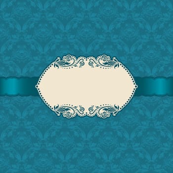 Template vector frame design for greeting card, invitation. Background - floral seamless pattern.