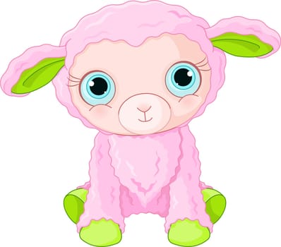 .Illustration of cute lamb character