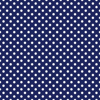 Seamless vector pattern with white polka dots on a sailor navy blue background. For desktop wallpaper, sailor blog website or spot fabric.