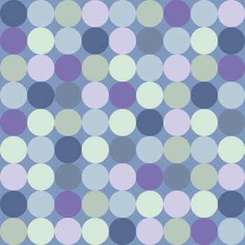 Seamless vector pattern or background with big colorful dots on dark navy blue background. Retro design element for desktop wallpaper or website design