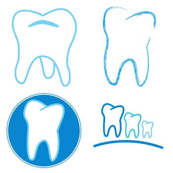 Icon set of teeth on a white background
